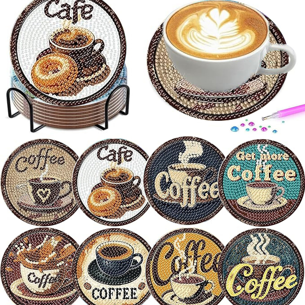 Resin Craft Kit - 8 pieces/set of diamond painted coaster