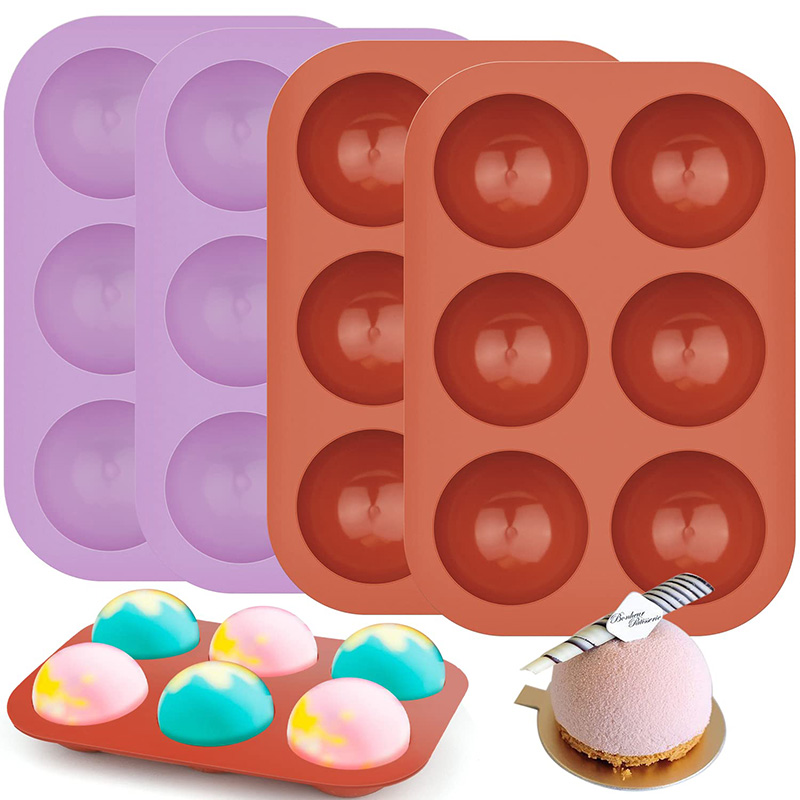 Coaster Mold Round - 6 Cavities Semicircle Silicone Molds Semi