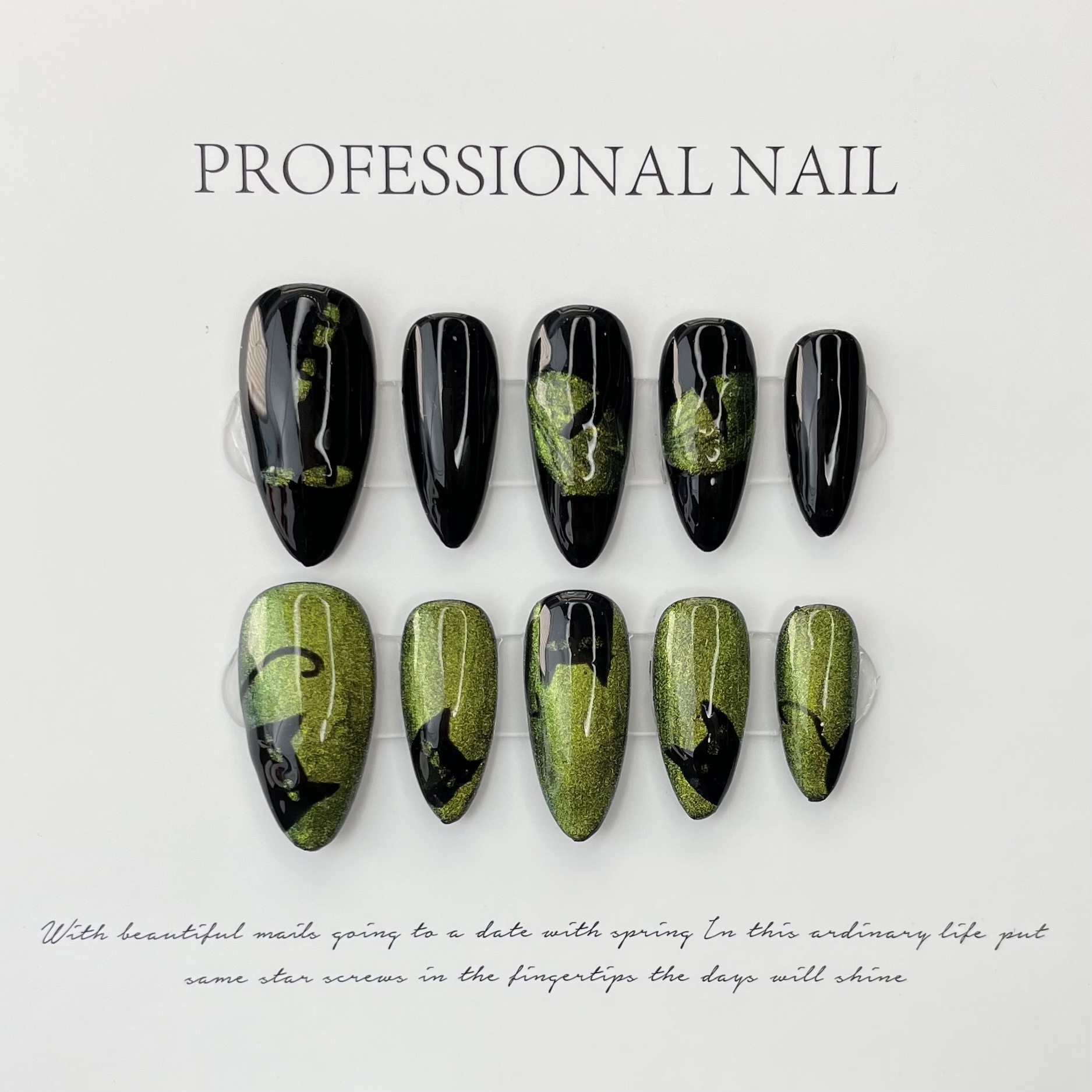 Resin Craft Material - 10pcs Handmade Press On Nails Almond