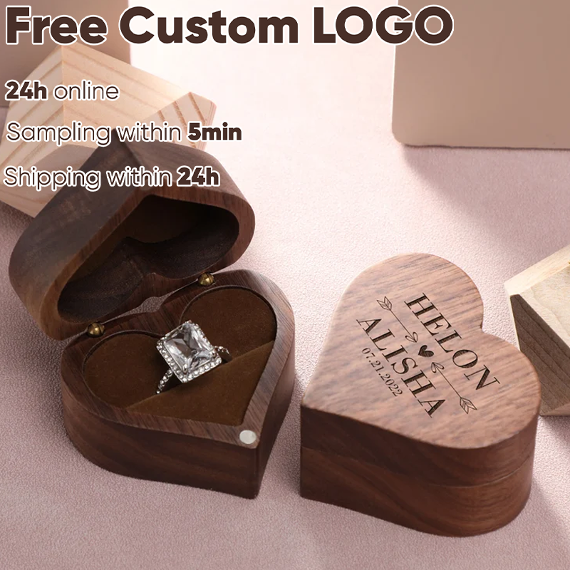 1PCS Love Heart Shaped Walnut  – Wood Ring Blank recenzja i cena