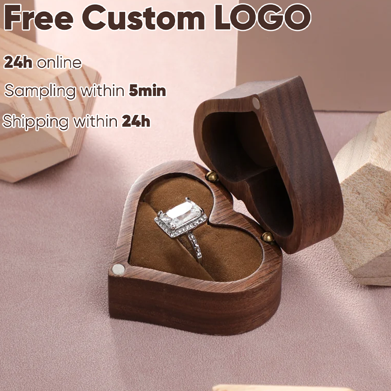 1PCS Love Heart Shaped Walnut  – Wood Ring Blank recenzja i cena