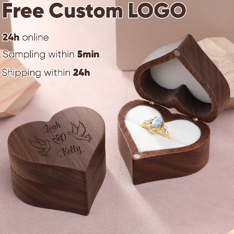 1PCS Love Heart Shaped Walnut  – Wood Ring Blank recenzja i cena