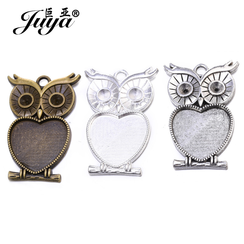 5pcs/lot 25mm Heart Shape Owl  – Bezels Set Pendant recenzja i cena