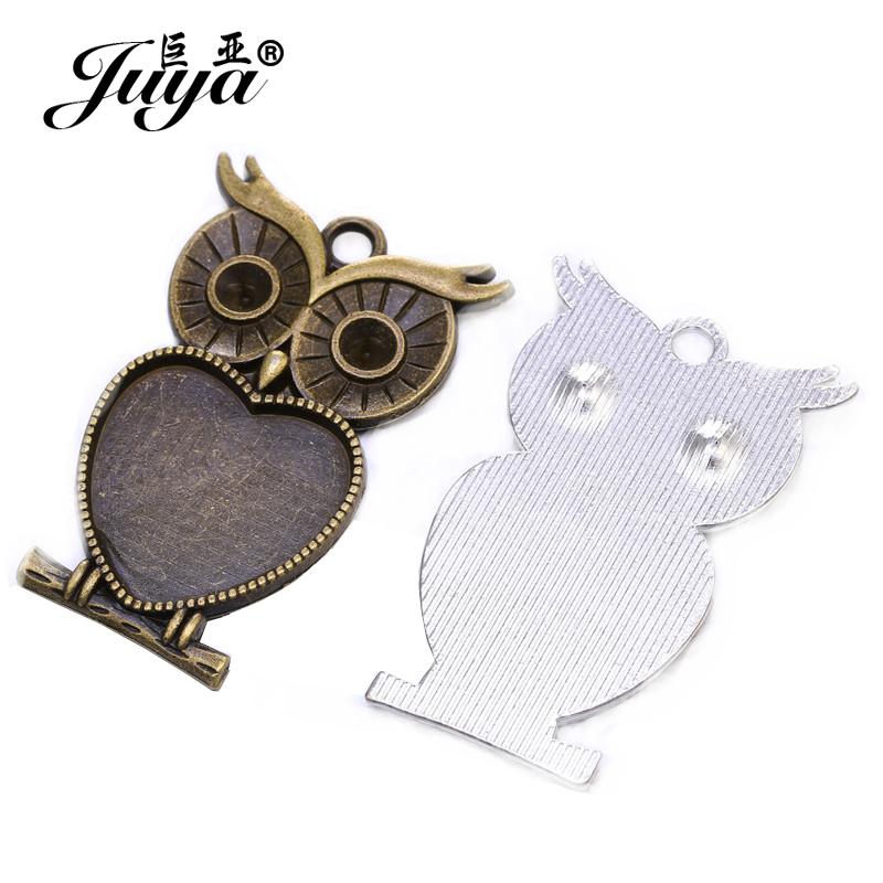 5pcs/lot 25mm Heart Shape Owl  – Bezels Set Pendant recenzja i cena