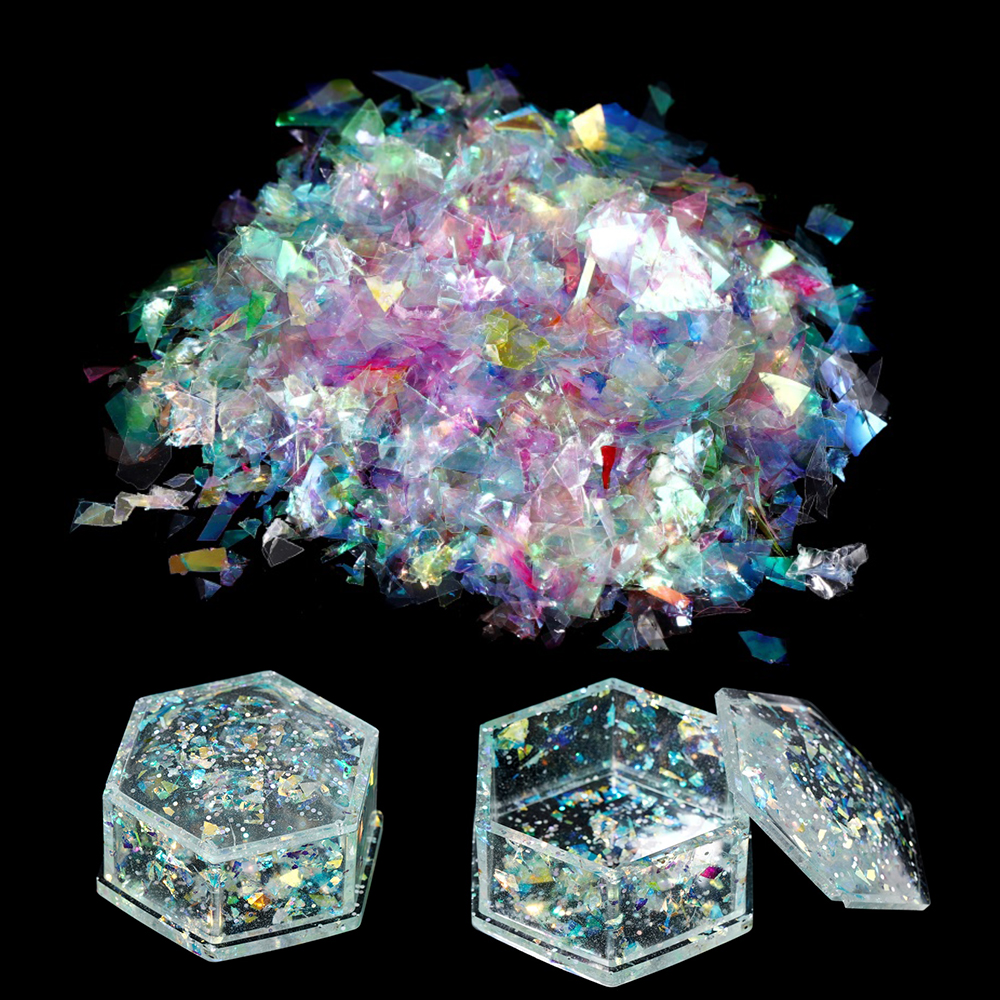 10g Irregular Shiny AB Mirror  – Gold Foil Flakes recenzja i cena
