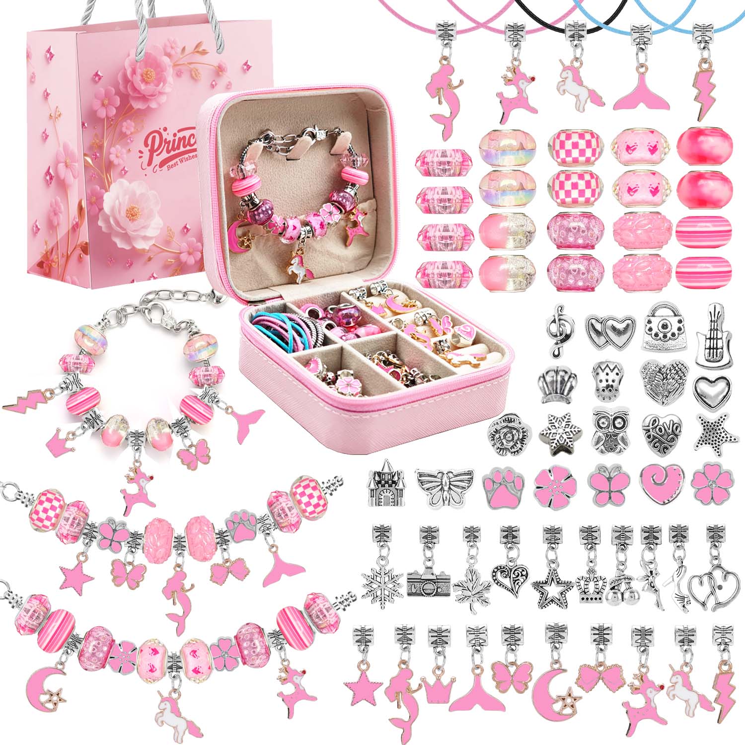 68pcs pink beaded jewelry set, – Resin Craft Projects recenzja i cena