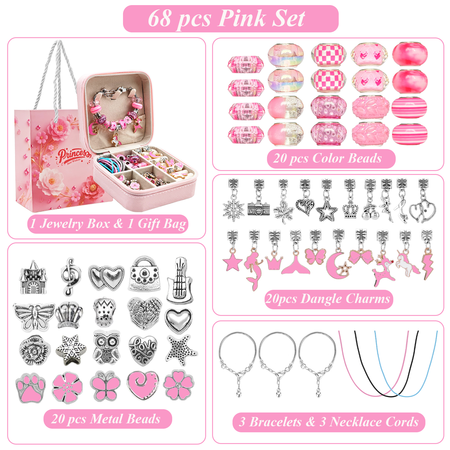 68pcs pink beaded jewelry set, – Resin Craft Projects recenzja i cena