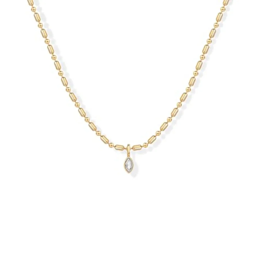 14K Gold Plated Dainty Tube Ba – Bezels Set Pendant recenzja i cena