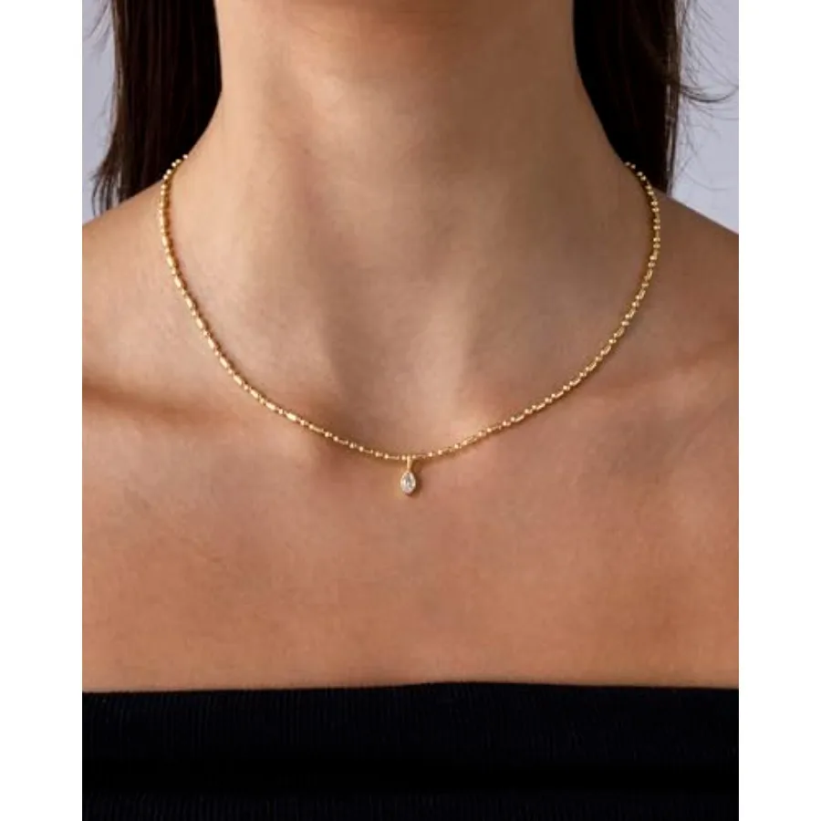 14K Gold Plated Dainty Tube Ba – Bezels Set Pendant recenzja i cena
